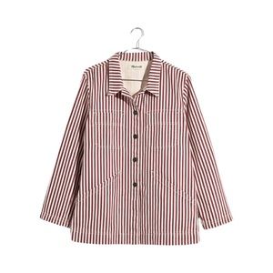 Madewell Denim Patch Pocket Chore Coat in Stripe Denim Jacket